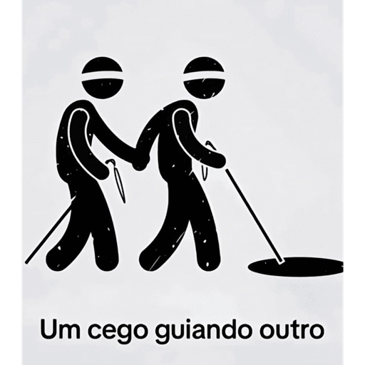 Figurinha: Um cego guiando outro