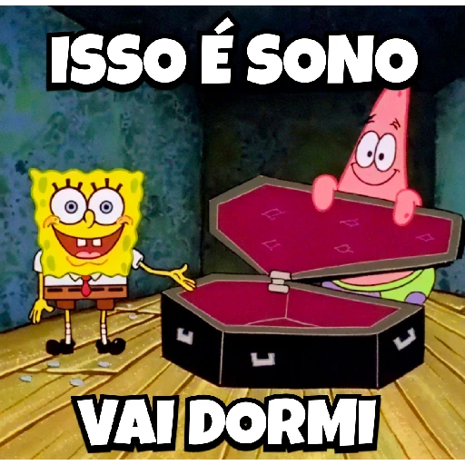 Figurinha: Bob Esponja e Patrick em caixão