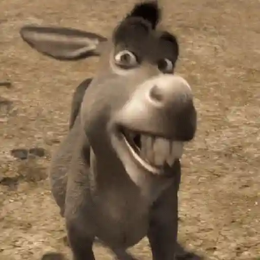 Figurinha: Burro Sorrindo de Orelha a Orelha