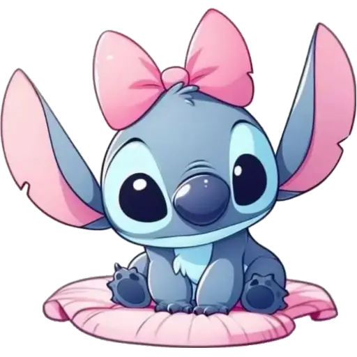 Figurinha: Stitch com laço rosa