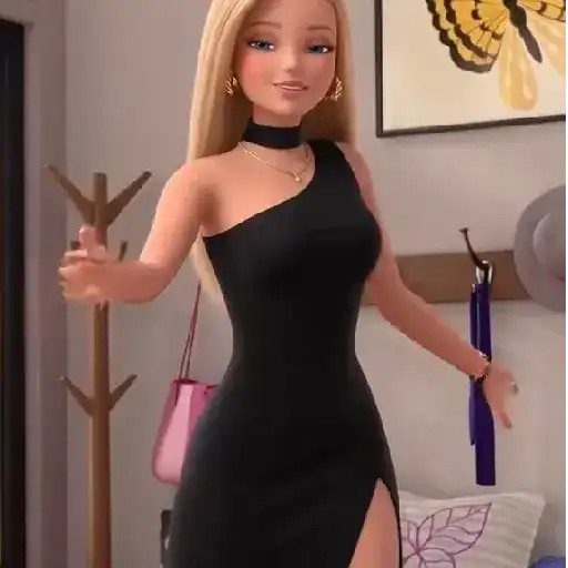 Figurinha: Barbie dança com vestido preto