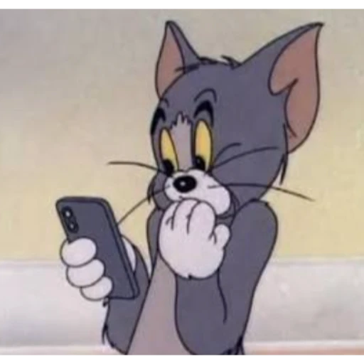 Figurinha: Tom preocupado no celular
