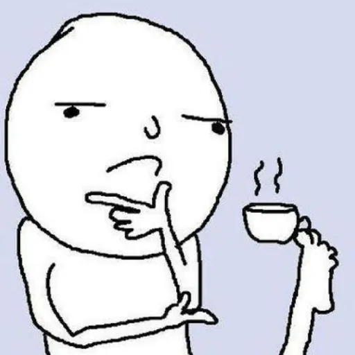 Figurinha: Homem pensando com café