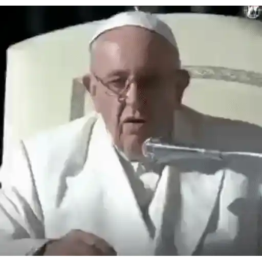 Figurinha: Papa Francisco falando "Não"