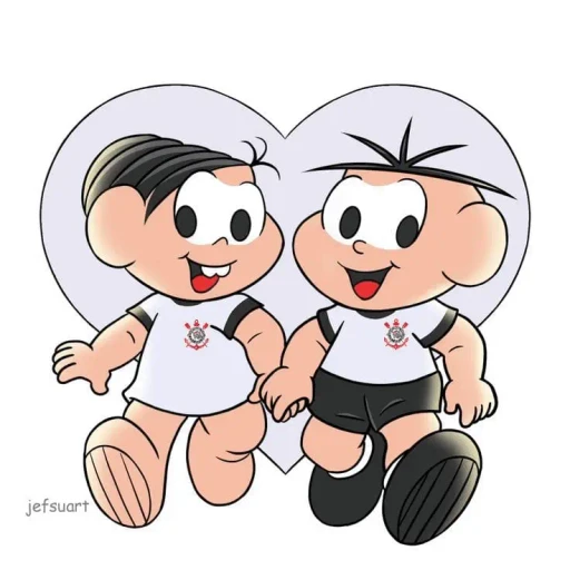 Figurinha: Magali e Cebolinha com camisa do Corinth