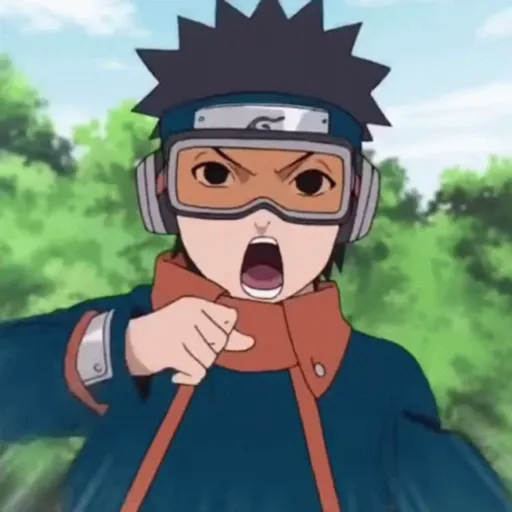 Figurinha: Obito Uchiha com expressão de raiva