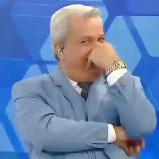 Figurinha: Homem cobrindo o nariz