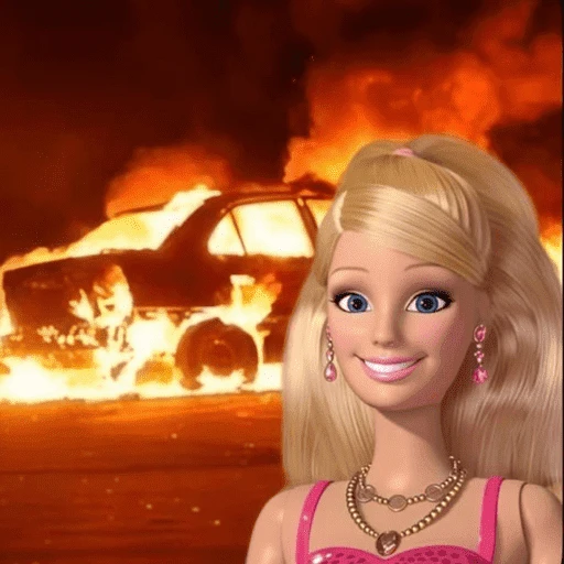 Figurinha: Barbie em chamas