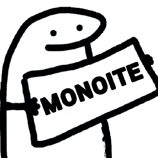 Figurinha: Flork segurando placa "MONOITE"