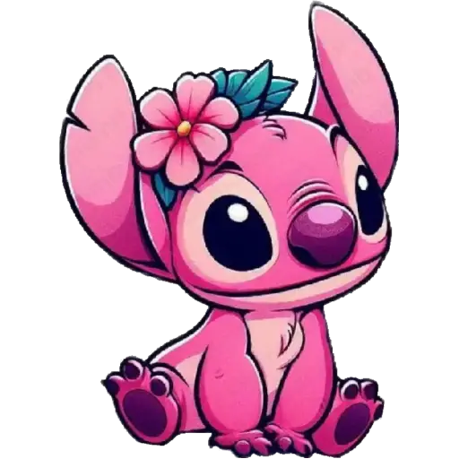 Figurinha: Angel - Stitch com Flor Rosa