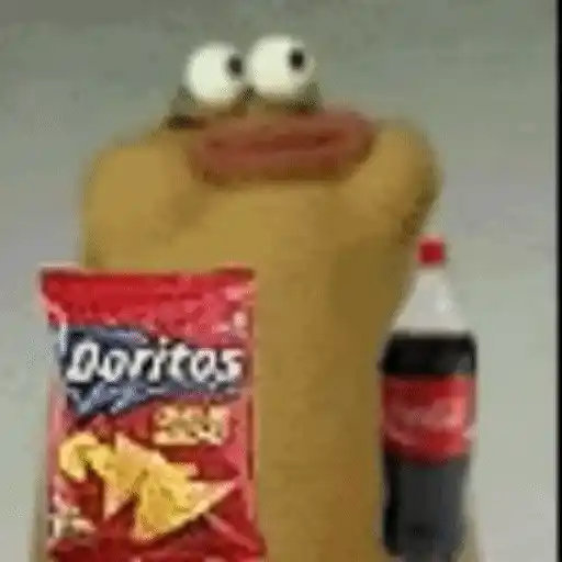 Figurinha: Monstrinho Comendo Doritos e Coca