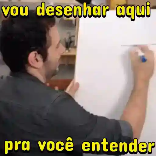 Figurinha: Professor ensina com desenho