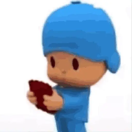 Figurinha: Pocoyo confuso olhando o celular