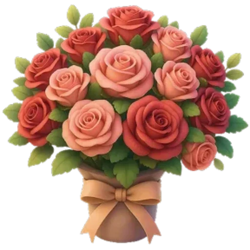 Figurinha: Buquê de Rosas Cor-de-Rosa e Vermelhas
