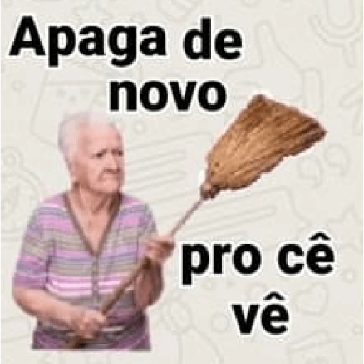 Figurinha: Vovó varrendo com vassoura