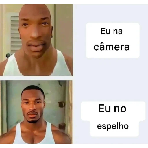 Figurinha: Eu na câmera vs Eu no espelho
