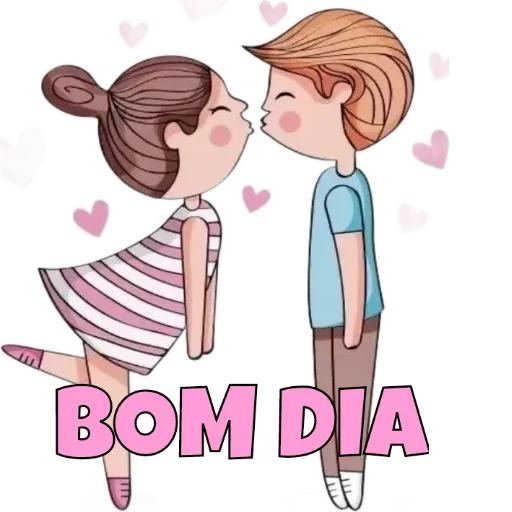 Figurinha: Casal Beijando Bom Dia