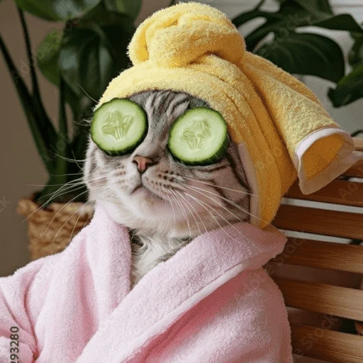Figurinha: Gato Relaxando no Spa