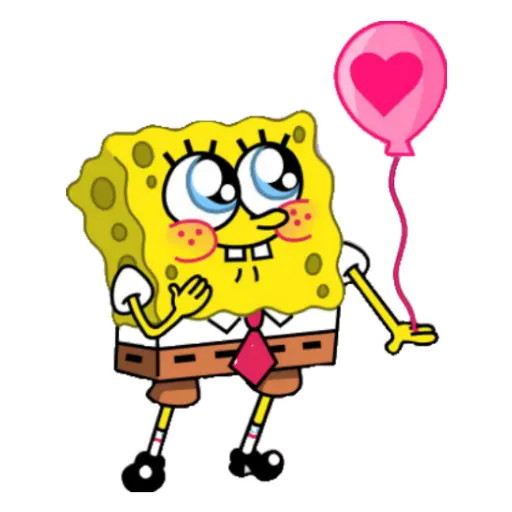 Figurinha: Bob Esponja com balão de coração