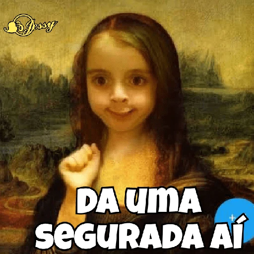 Figurinha: Mona Lisa segurando