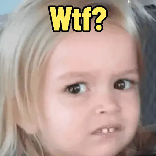 Figurinha: Criança pergunta: Wtf?