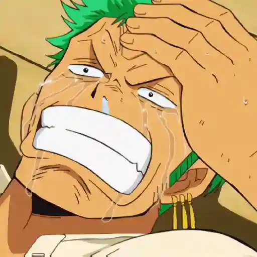 Figurinha: Zoro chorando e desesperado