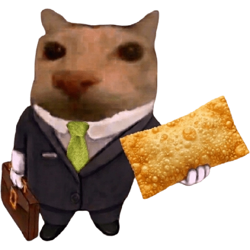 Figurinha: Gato de terno com pastel