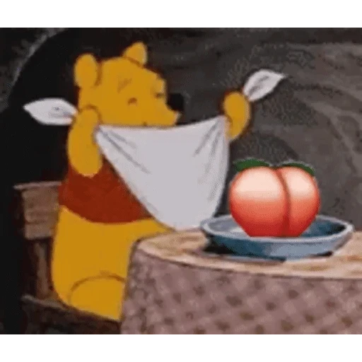 Figurinha: Ursinho Pooh com pêssego