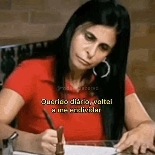 Figurinha: Gretchen escrevendo no diário
