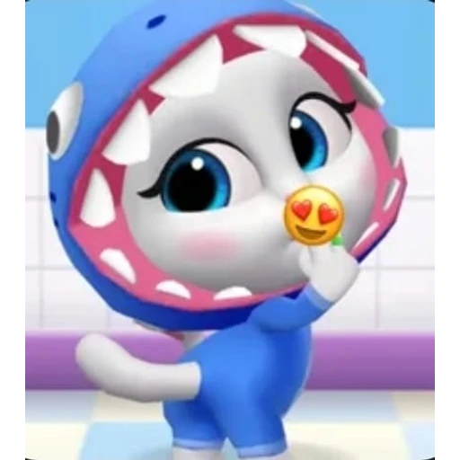 Figurinha: Angela com Fantasia de Tubarão
