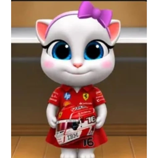 Figurinha: Angela com capacete da Ferrari