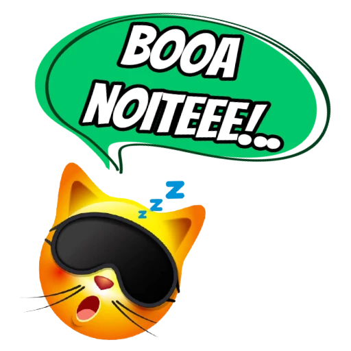 Figurinha: Gatinho sonolento com balão de fala