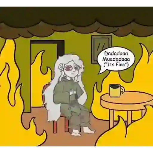 Figurinha: Em Chamas, Mas Tudo Bem