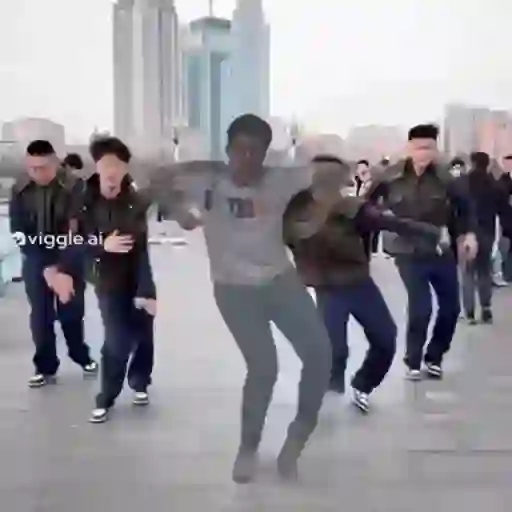 Figurinha: Grupo dancando sincronizado