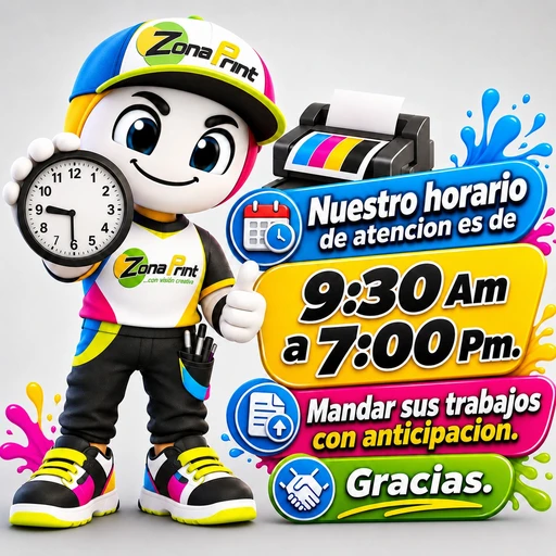 Figurinha: Horário de Atendimento Zona Print