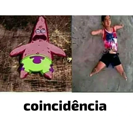 Figurinha: Patrick estrela caído e menino na água