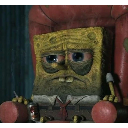 Figurinha: Bob Esponja cansado e triste