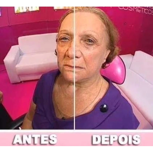 Figurinha: Antes e Depois com Maquiagem