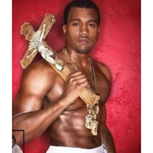Figurinha: Kanye West com Cristo no ombro
