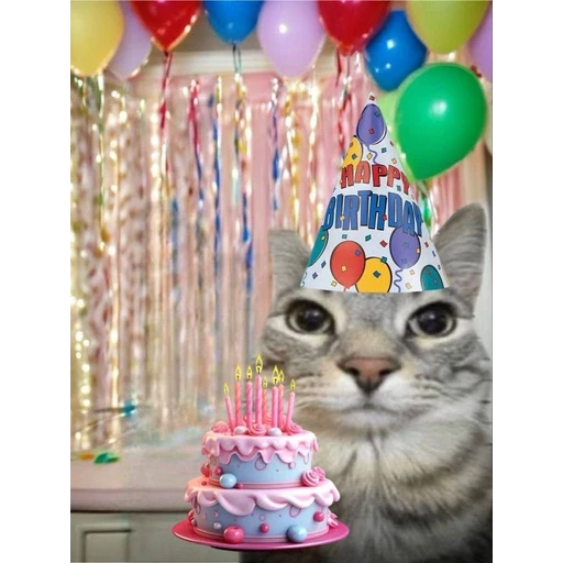 Figurinha: Gato de Aniversário