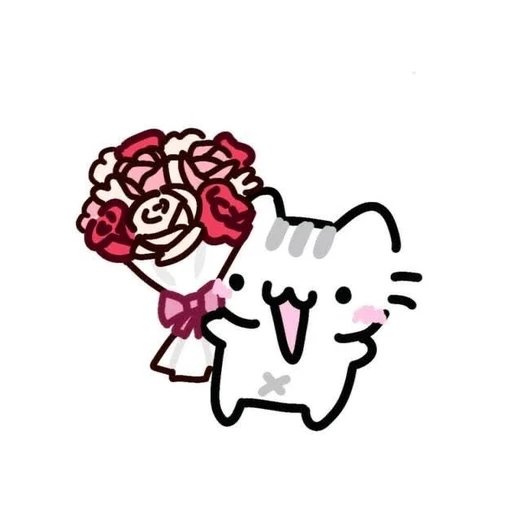 Figurinha: Gatinho com Flores