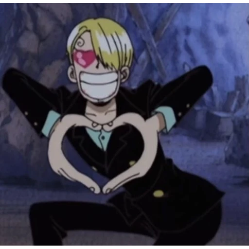 Figurinha: Sanji faz coração com as mãos