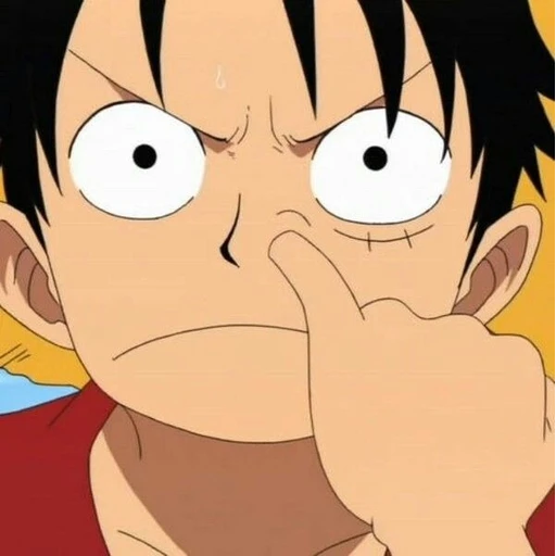 Figurinha: Luffy com dedo no nariz