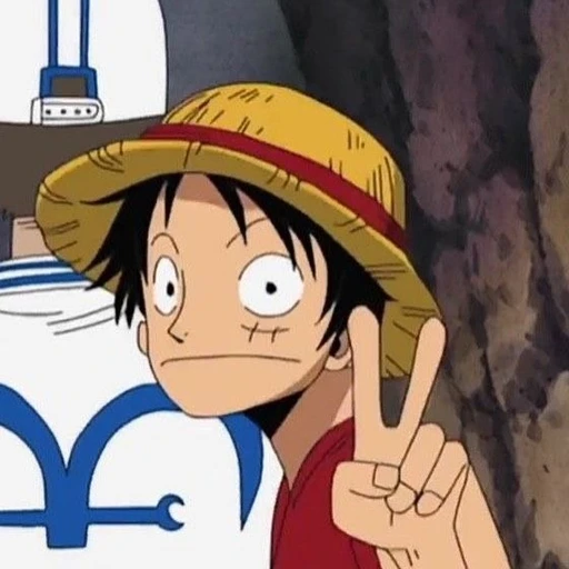 Figurinha: Luffy Fazendo Sinal de Paz
