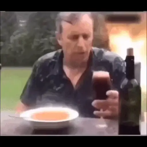 Sticker: Man eating soup