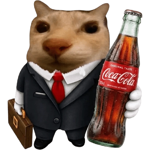 Sticker: Business Cat with Coke