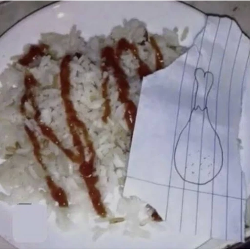 Figurinha: Arroz com desenho de frango