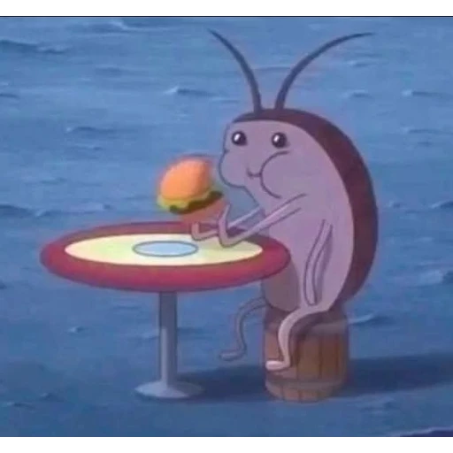 Figurinha: Barata comendo hambúrguer