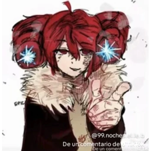 Sticker: Girl with red hair and sparkles