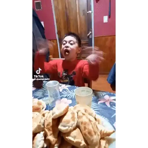 Sticker: Kid excited about empanadas